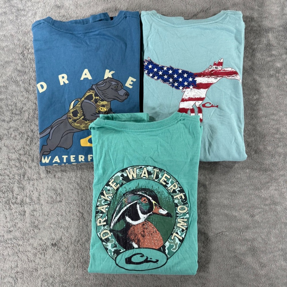 Drake Waterfowl Pocket T Shirts Mens 2X Lot of 3 Graphic Lab Duck